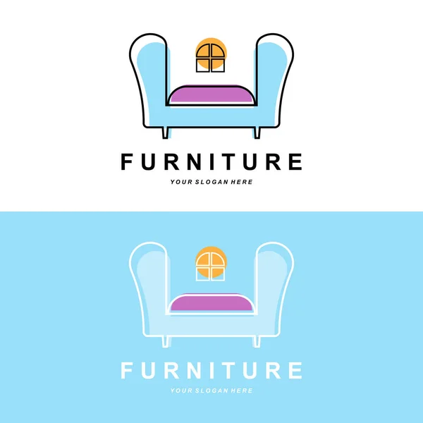 Logotipo Los Muebles Diseño Decoración Para Hogar Ilustración Del Icono — Vector de stock