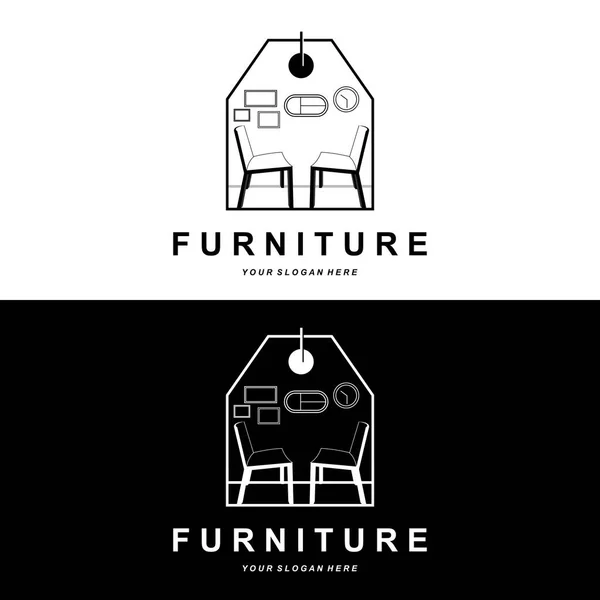 Logotipo Los Muebles Diseño Decoración Para Hogar Ilustración Del Icono — Vector de stock