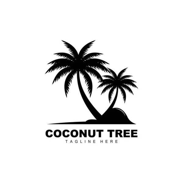 Kokosnoot Boom Logo Ocean Tree Vector Ontwerp Voor Templates Product — Stockvector