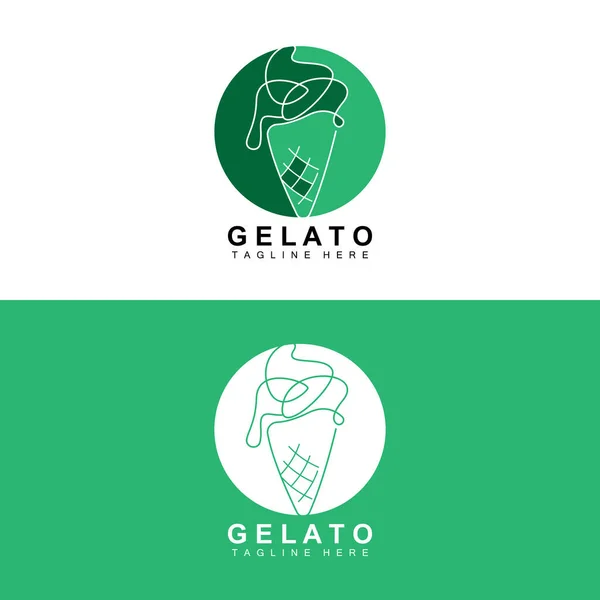 stock vector Ice Cream Gelato Logo Design, Sweet Soft Cold Food, Vector Brand Company Products