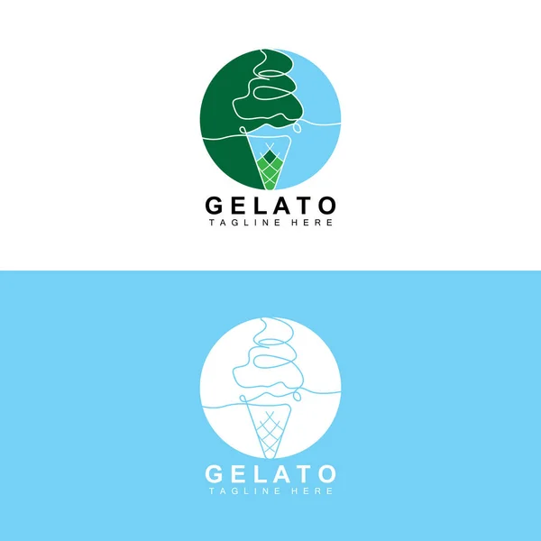 stock vector Ice Cream Gelato Logo Design, Sweet Soft Cold Food, Vector Brand Company Products