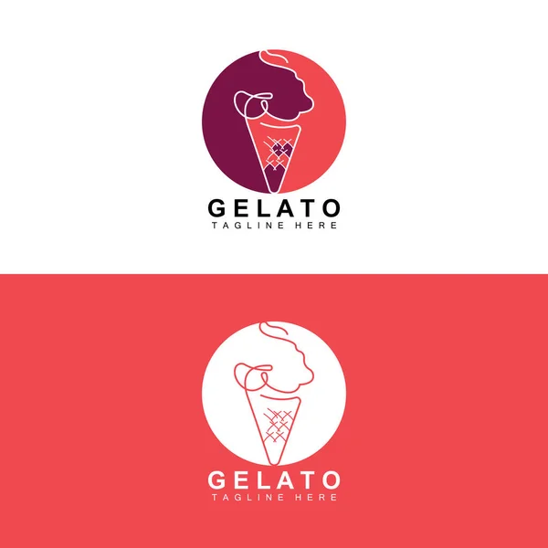 stock vector Ice Cream Gelato Logo Design, Sweet Soft Cold Food, Vector Brand Company Products