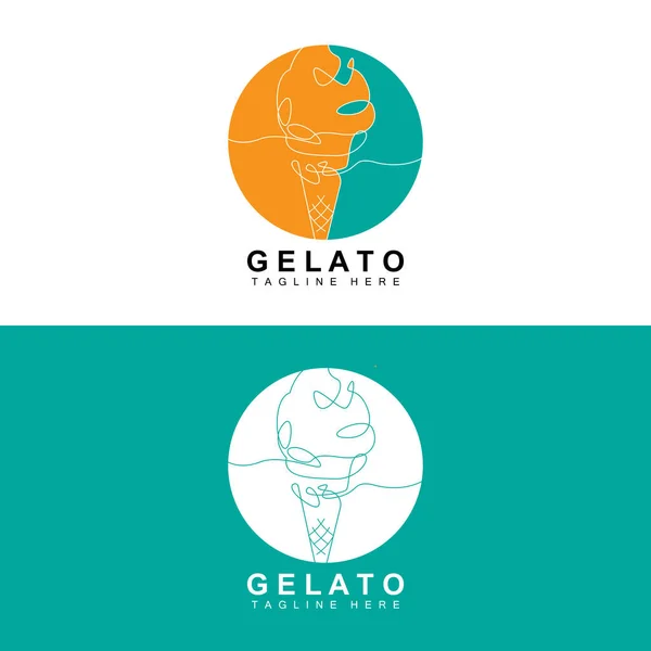 stock vector Ice Cream Gelato Logo Design, Sweet Soft Cold Food, Vector Brand Company Products