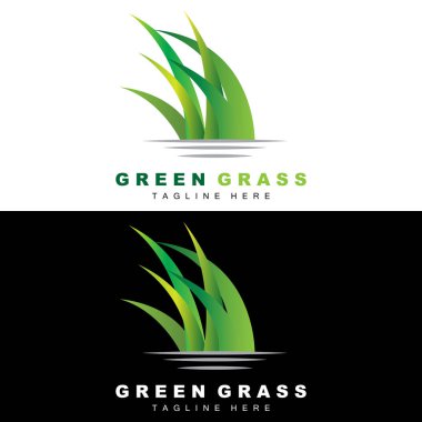 Green Grass Logo Design, Farm Landscape Illustration, Natural Scenery Vector clipart