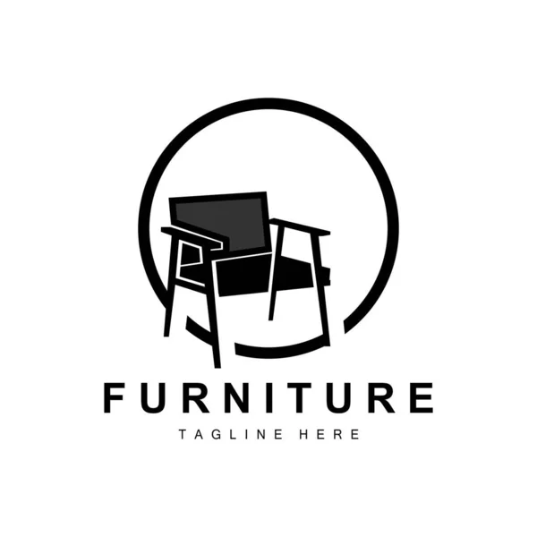 Furniture Logo Home Furnishing Design Room Icon Illustration Table Chair — Stock Vector
