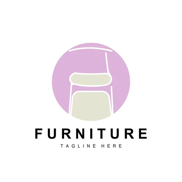 Logo Nábytku Bytový Nábytek Design Ikona Místnosti Ilustrace Stůl Židle — Stockový vektor