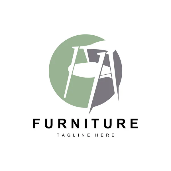 Logo Nábytku Bytový Nábytek Design Ikona Místnosti Ilustrace Stůl Židle — Stockový vektor
