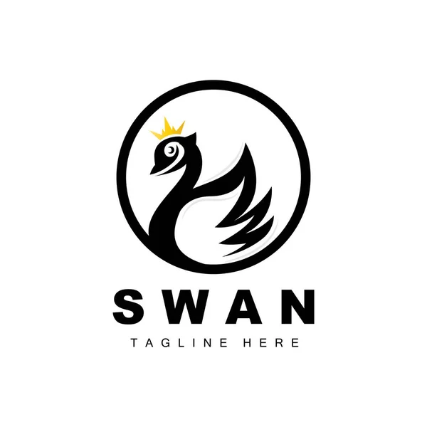 Schwan Logo Design Ente Tier Illustration Firma Marke Template Vector — Stockvektor