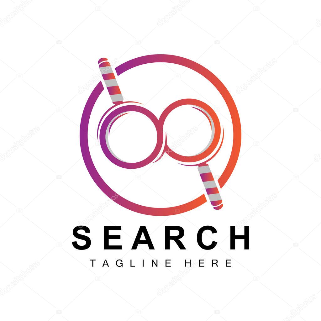 Search Logo Design, Detective Illustration, Home search, Glass Lens, Company Brand Vector