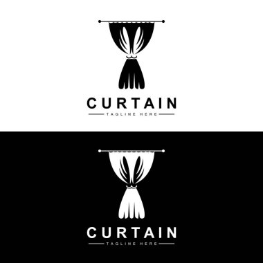 Home And Exhibition Curtain Logo Design, Building Decoration Vector Illustration
