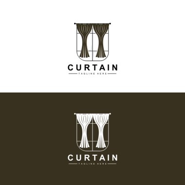 Home And Exhibition Curtain Logo Design, Building Decoration Vector Illustration