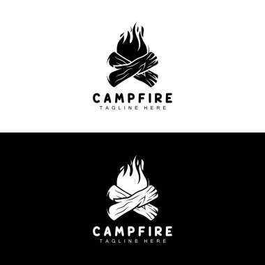 Kamp ateşi logosu tasarımı, kamp taşıyıcısı, orman yangını ve orman tasarımı.