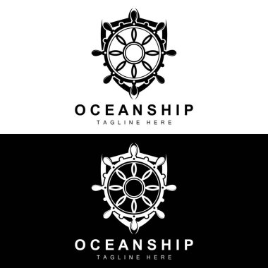 Gemi Direksiyon Logosu, Okyanus Simgeleri Okyanus Dalgalı Gemi Direksiyon Vektörü, Yelkenli Çapa ve İp, Brand Yelkenli Tasarım Şirketi
