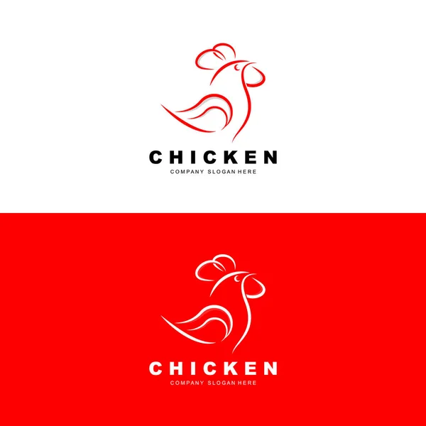 Tavuk Logosu Çiftlik Hayvanları Vektörü Tavuk Çiftliği Tasarımı Kızarmış Tavuk — Stok Vektör