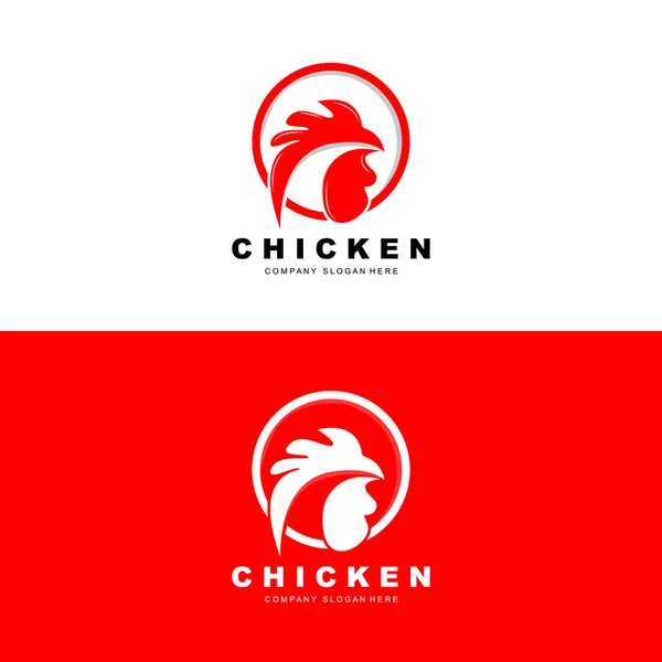 鸡肉标志 农场动物标识符 鸡场设计 油炸鸡舍 咖啡屋 — 图库矢量图片
