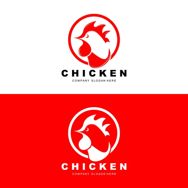 Logo Kurczaka Wektor Zwierząt Gospodarskich Projekt Dla Fermy Kurczaków Restauracja — Wektor stockowy