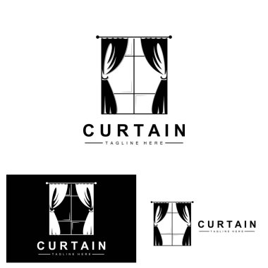 Home And Exhibition Curtain Logo Design, Building Decoration Vector Illustration