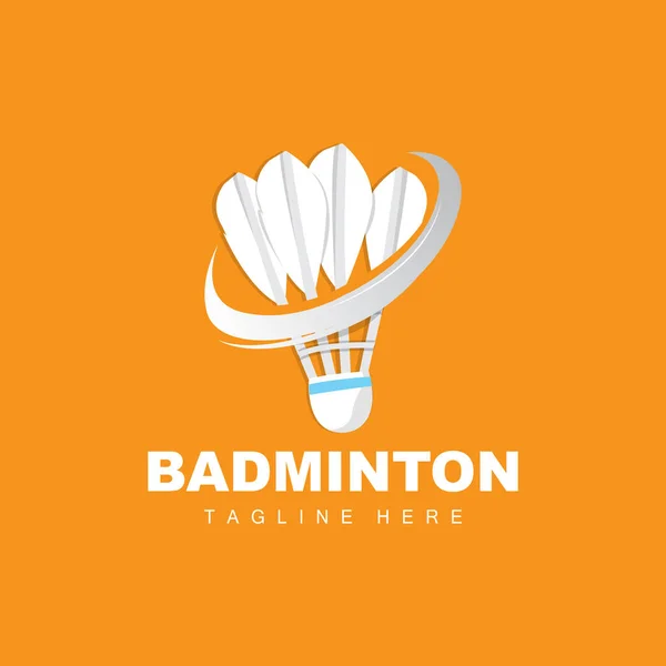 Badminton Logo Sport Game Vector Shuttlecock Racket Sport Branch Design — Stok Vektör