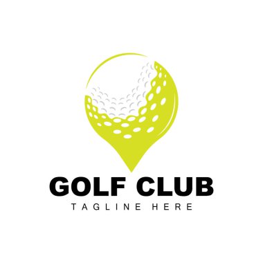 Vektör simgesi logo golf topu, sopa ve golf. Açık hava oyunları, retro konsept illüstrasyon