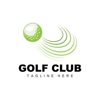 Vektör simgesi logo golf topu, sopa ve golf. Açık hava oyunları, retro konsept illüstrasyon
