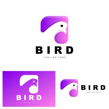 Kuş Logosu, Kuş Kanatları Vektörü, Ürün Markalaşması için Minimalist Tasarım, Şablon Simgesi İllüstrasyonu