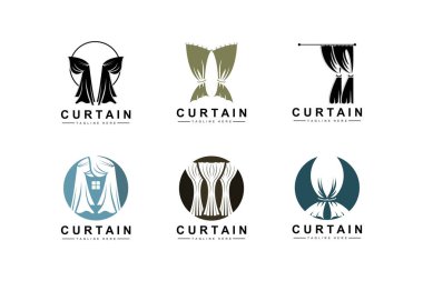Home And Exhibition Curtain Logo Design, Building Decoration Vector Illustration