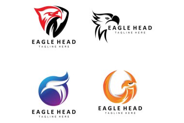 Kartal başlı logo tasarımı, Uçan Tüylü Hayvan Kanatları Vektörü, Ürün Markası Simgesi İllüstrasyonu
