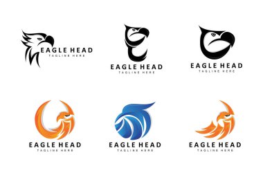 Kartal başlı logo tasarımı, Uçan Tüylü Hayvan Kanatları Vektörü, Ürün Markası Simgesi İllüstrasyonu