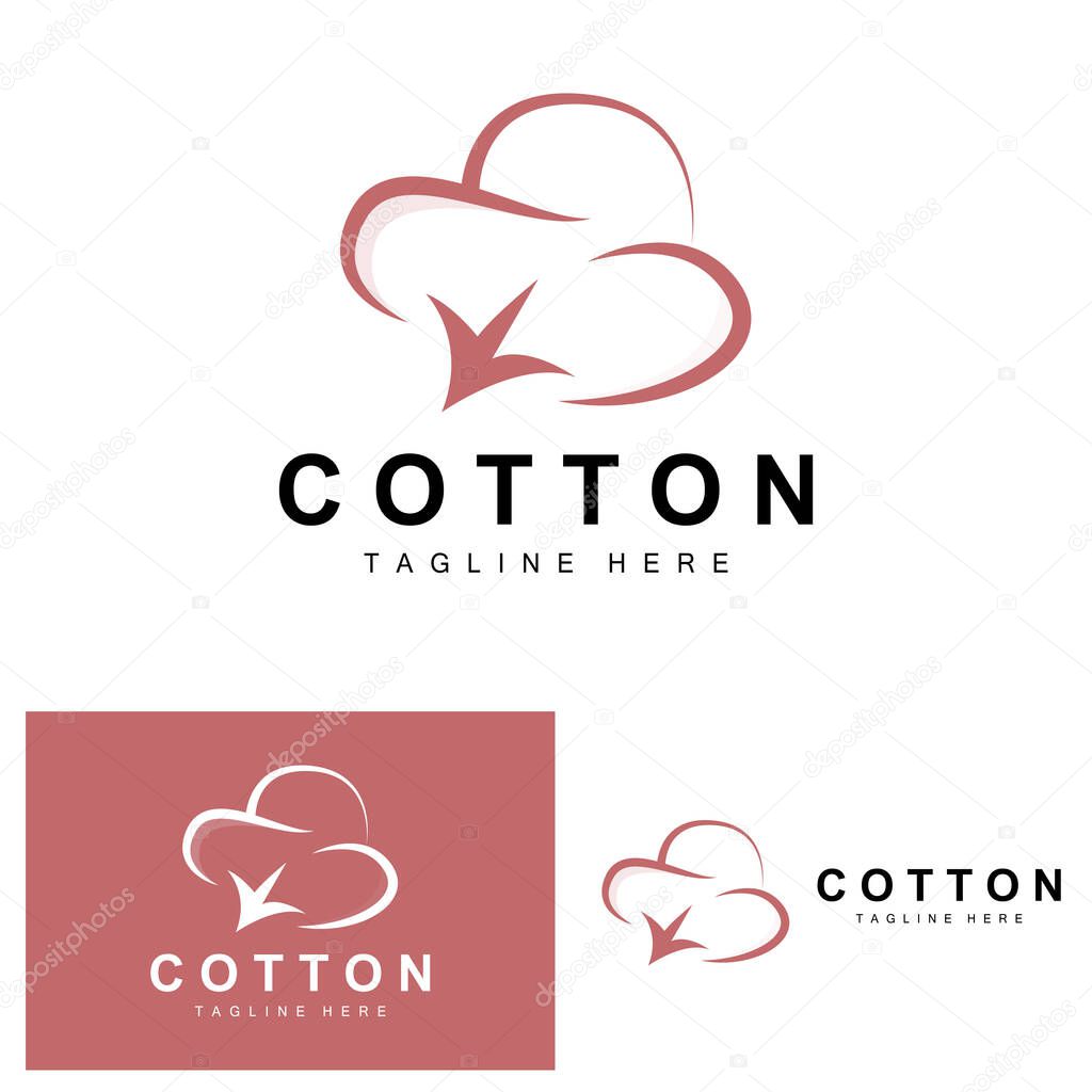 Cotton Logo, Soft Cotton Flower Design Vector Natural Organic Plants Apparel Materials And Beauty Textiles