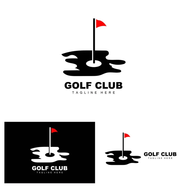 Golf Ball Logo Vector Stick Golf Outdoor Sports Game Discipline — Stock Vector