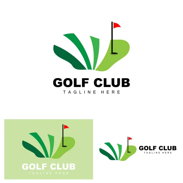 Golf Ball Logo Vector Stick Golf Outdoor Sports Game Discipline — Stock Vector