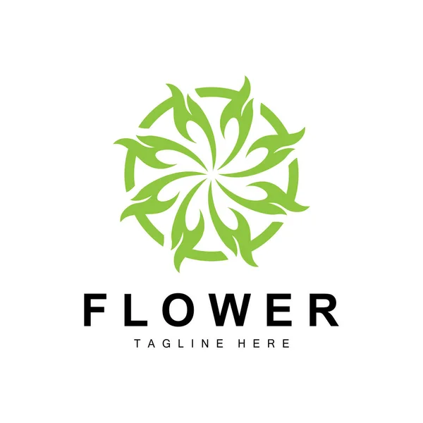 花のロゴ シンプルなスタイルベクトル製品ブランドとフラワーガーデンデザイン 美容ケア — ストックベクタ