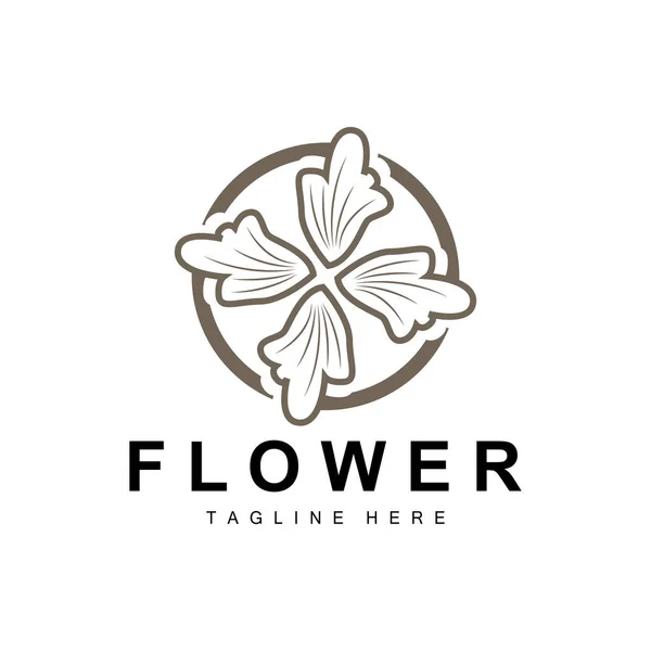 花のロゴ シンプルなスタイルベクトル製品ブランドとフラワーガーデンデザイン 美容ケア — ストックベクタ