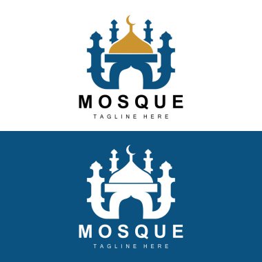 Mosque Logo, Islamic Worship Design, Eid Al Fitr Mosque Building Vector Icon Template, Ramadan, Eid Al Adha