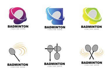 Badminton Logo, Sport Game Vector With Shuttlecock Racket, Sport Branch Design, Template Icon