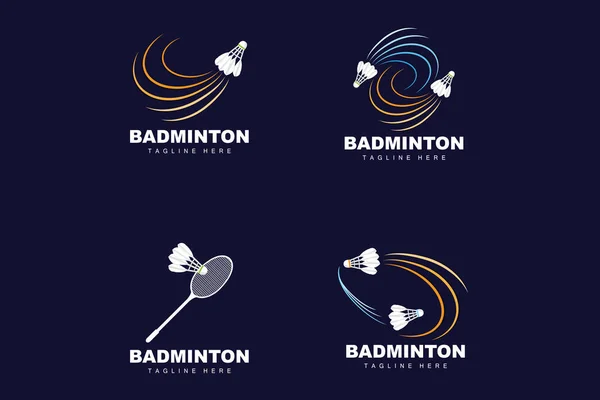 Badminton Logo Sport Game Vector Shuttlecock Racket Sport Branch Design — Vetor de Stock