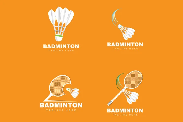 Логотип Бадминтона Вектор Спортивных Игр Ракеткой Шаттла Дизайн Спортивного Отделения — стоковый вектор