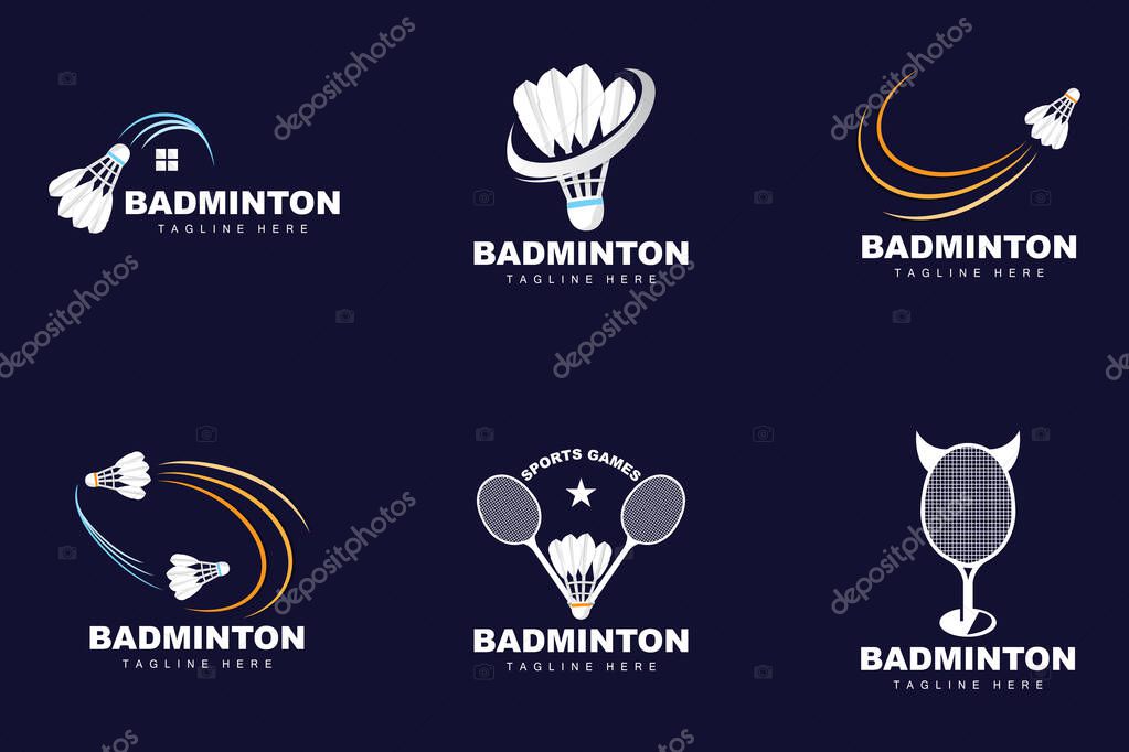 Badminton Logo, Sport Game Vector With Shuttlecock Racket, Sport Branch Design, Template Icon