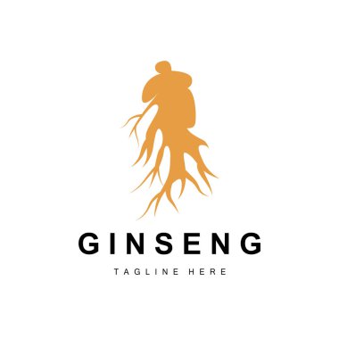 Ginseng logosu, bitkisel bitki taşıyıcısı, doğal bitkisel ilaç, Ginseng bitkisel içecek ikonu