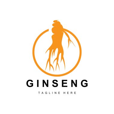 Ginseng logosu, bitkisel bitki taşıyıcısı, doğal bitkisel ilaç, Ginseng bitkisel içecek ikonu