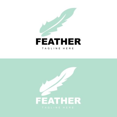 Feather Logo, Abstract Simple Feather Design, Wing Feather Vector, Pencil Stationery, Simple Icon