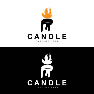 Candle Logo, Flame Lighting Design, Burning luxury Vector, Illustration Template Icon