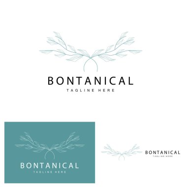 Botanical Logo, Nature Plant Design, Flower Plant Icon Vector With Line Model