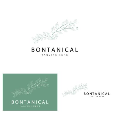 Botanical Logo, Nature Plant Design, Flower Plant Icon Vector With Line Model