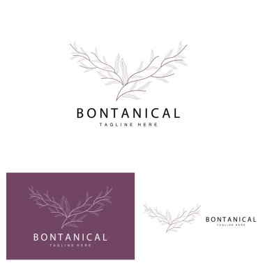 Botanical Logo, Nature Plant Design, Flower Plant Icon Vector With Line Model