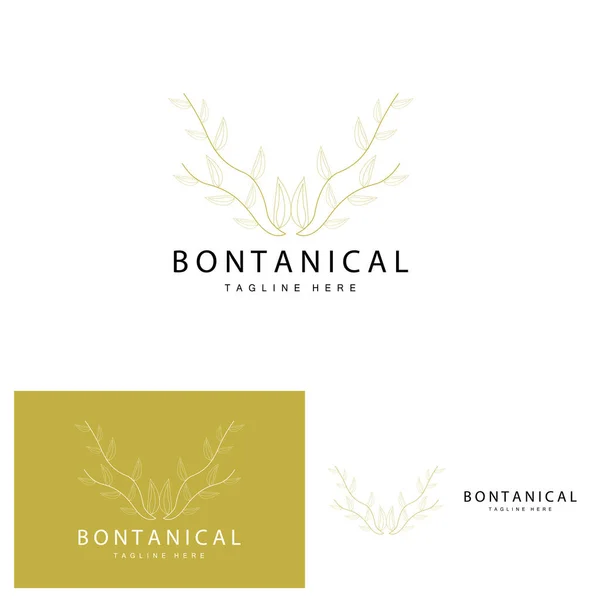 Botanical Logo Nature Plant Design Flower Plant Icon Vector Line — Stockvector