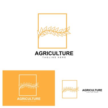 Pirinç Logosu, Tarım Tasarımı, Vektör Pirinç Simgesi Şablonu