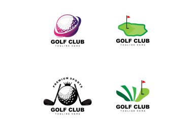 Golf Ball Logo, Vector Stick Golf. Outdoor Sports Game, Discipline Design, Icon Template