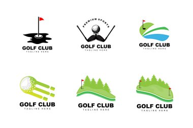Golf Ball Logo, Vector Stick Golf. Outdoor Sports Game, Discipline Design, Icon Template