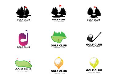 Golf Ball Logo, Vector Stick Golf. Outdoor Sports Game, Discipline Design, Icon Template